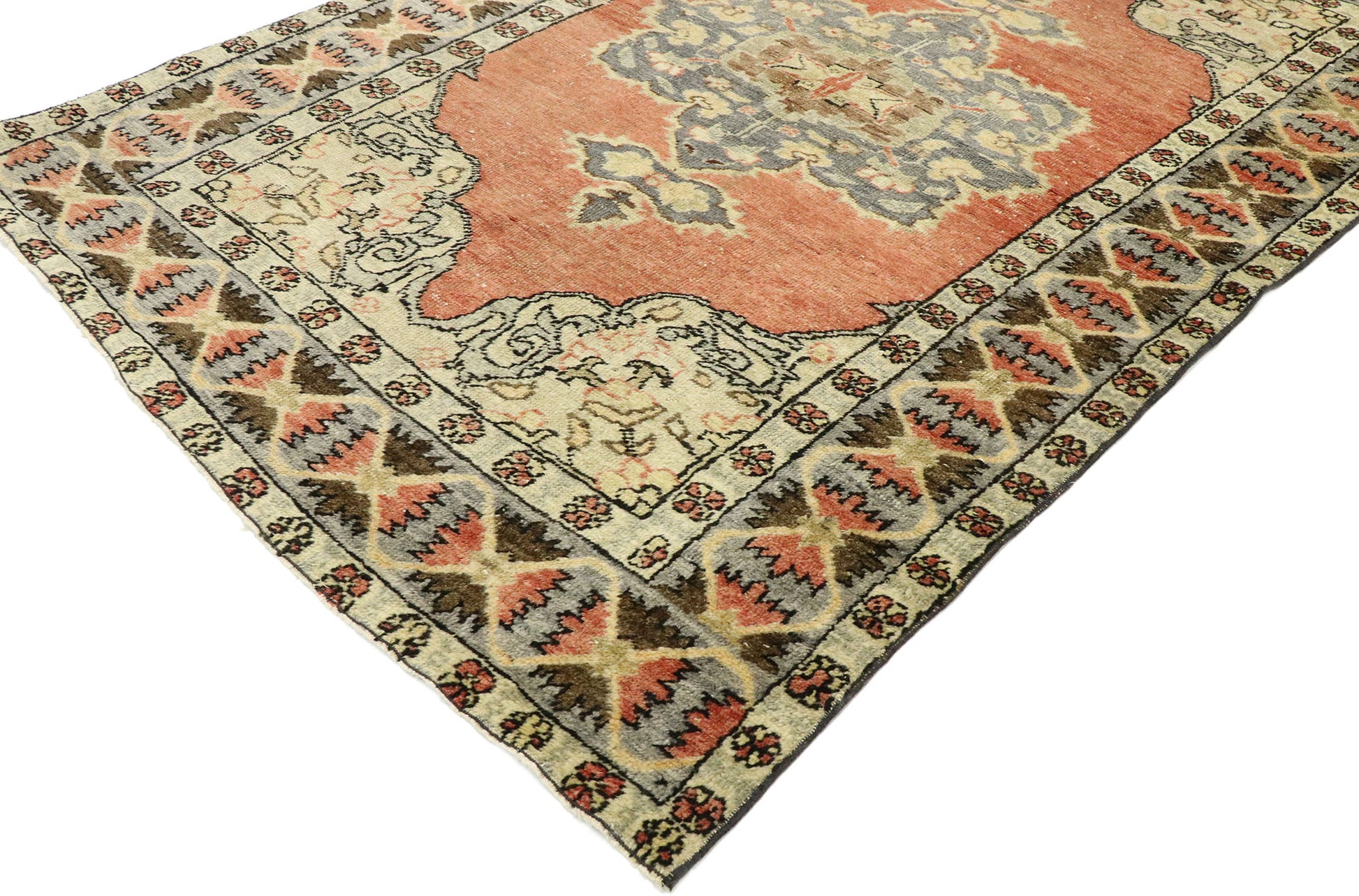 4 x 6 Vintage Turkish Oushak Rug 53066