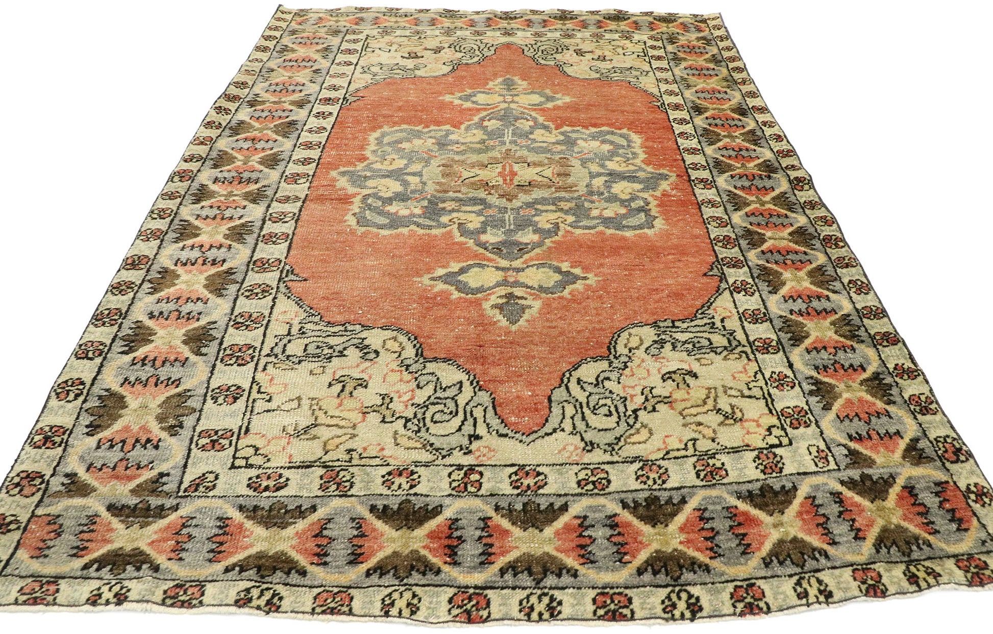 4 x 6 Vintage Turkish Oushak Rug 53066