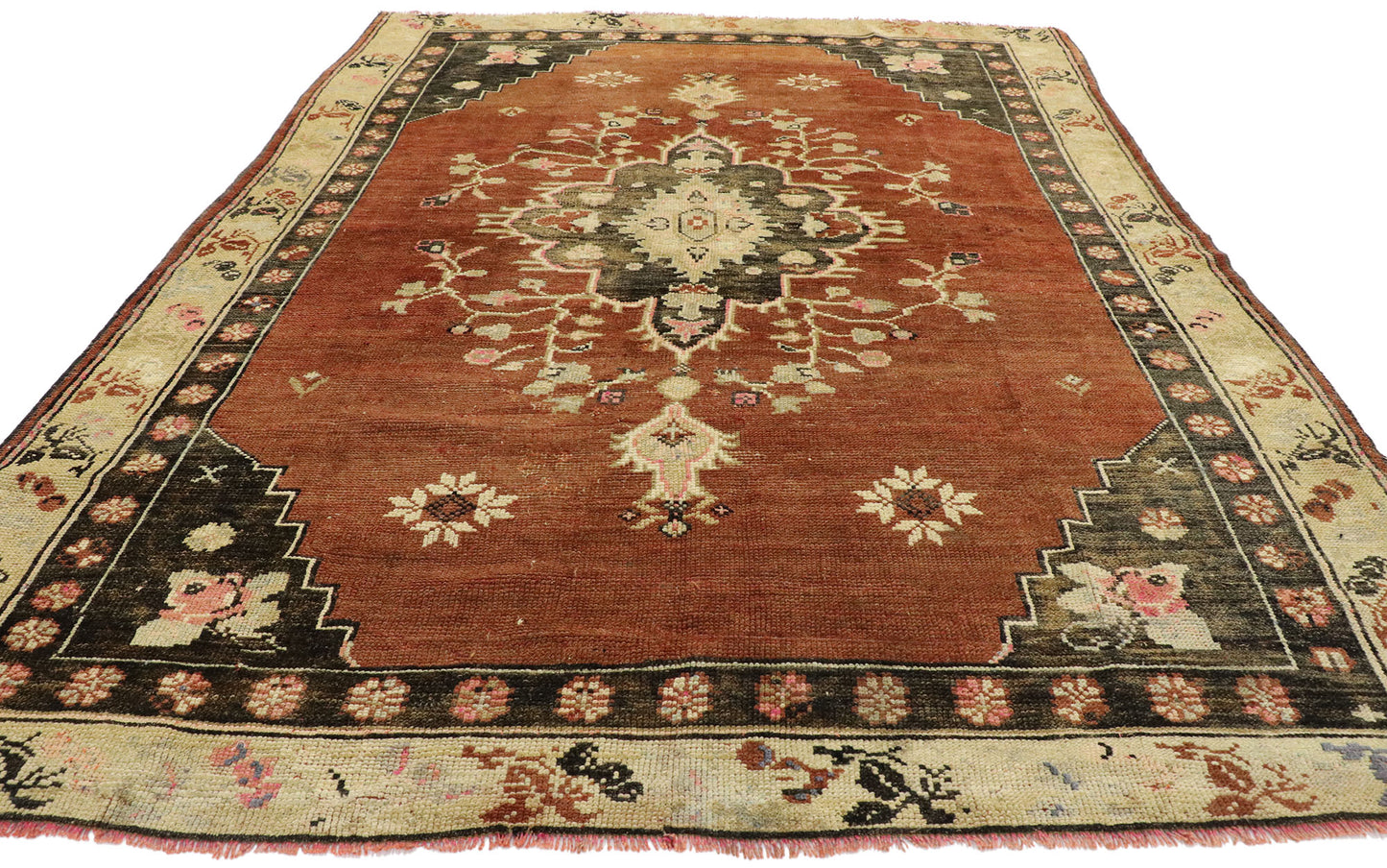 5 x 7 Vintage Turkish Oushak Rug 53069