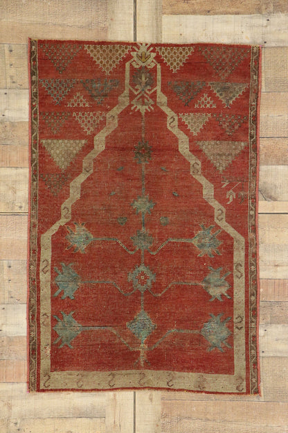 3 x 4 Vintage Turkish Oushak Prayer Rug 53076