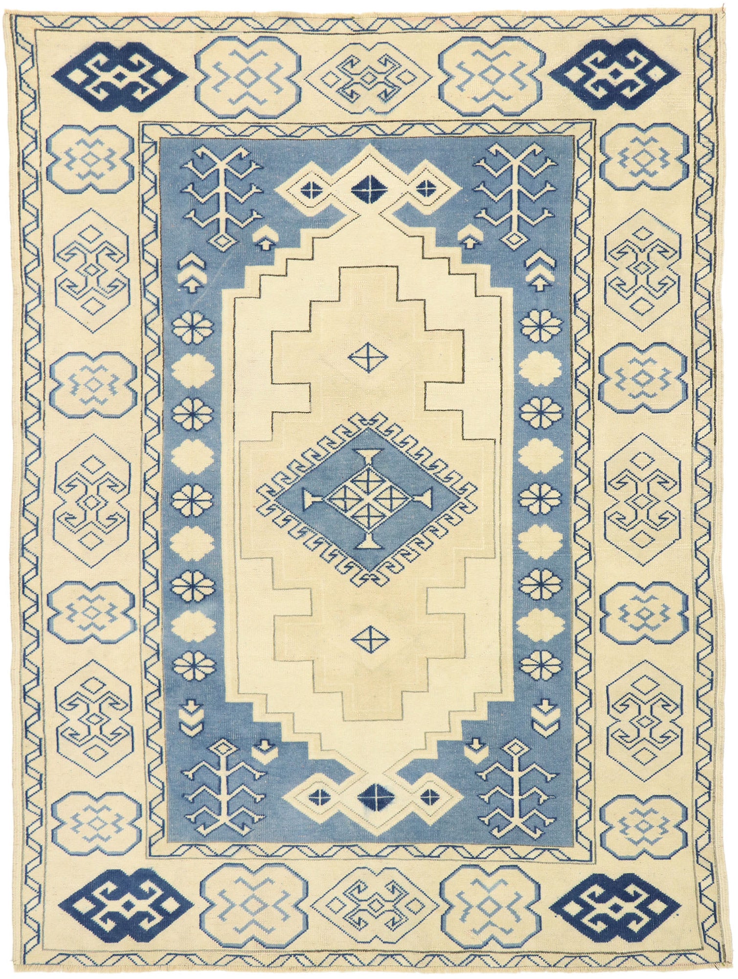 6 x 7 Vintage Turkish Oushak Rug 53078