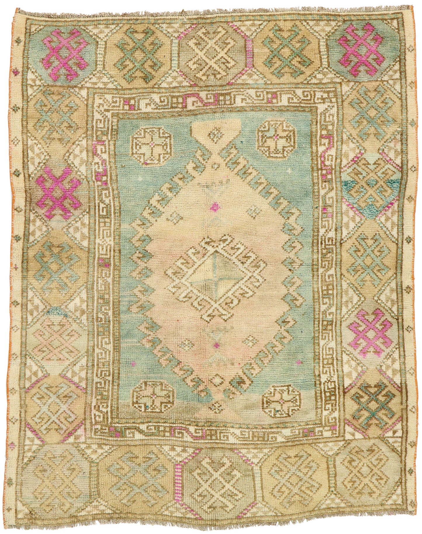 4 x 5 Vintage Turkish Oushak Rug 53079