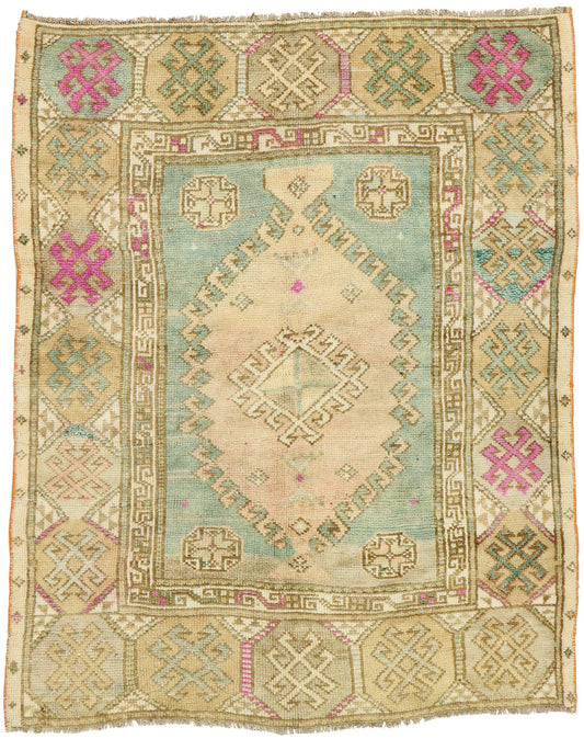 4 x 5 Vintage Turkish Oushak Rug 53079