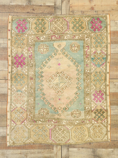 4 x 5 Vintage Turkish Oushak Rug 53079