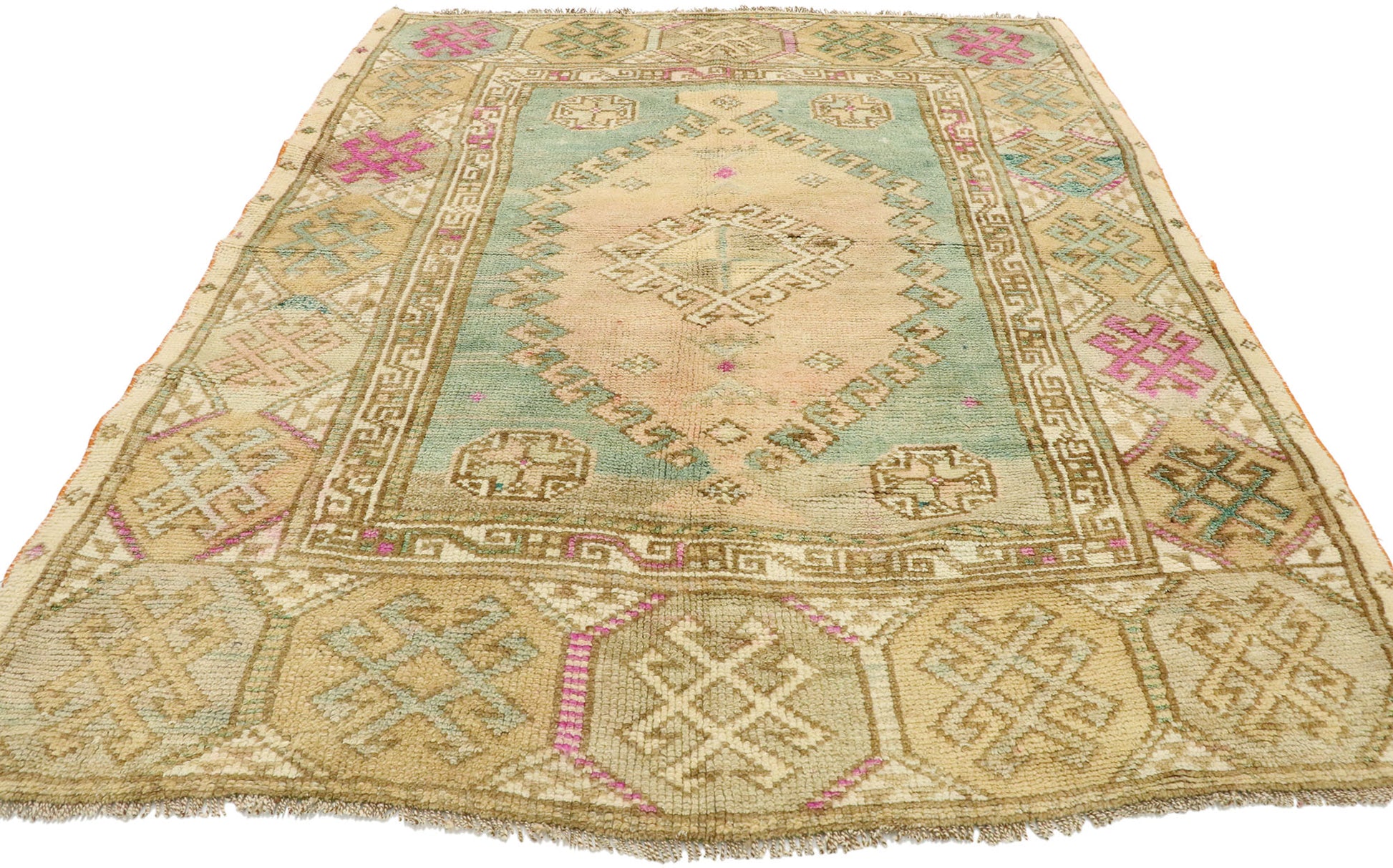 4 x 5 Vintage Turkish Oushak Rug 53079