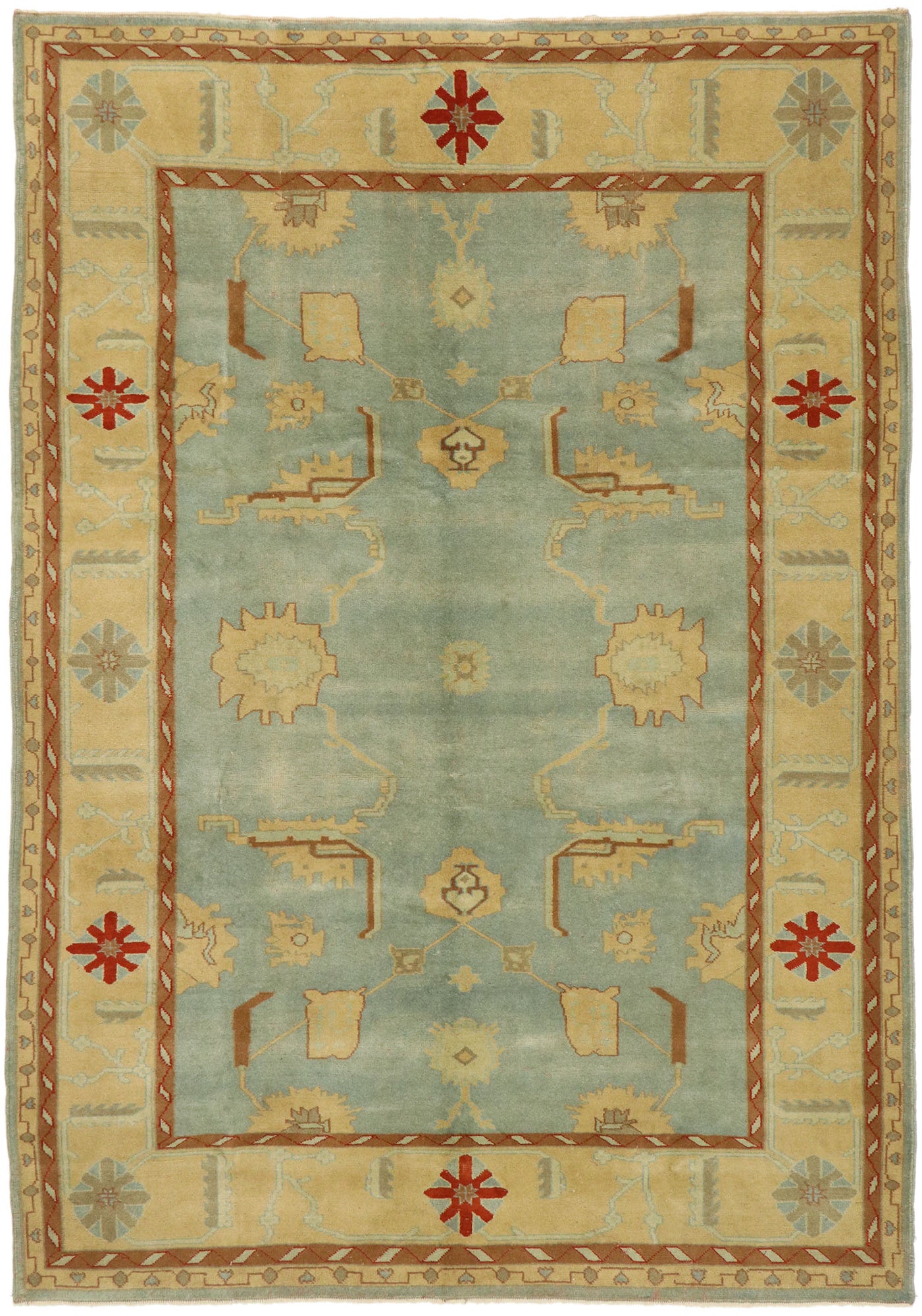 6 x 8 Vintage Turkish Oushak Rug 53080