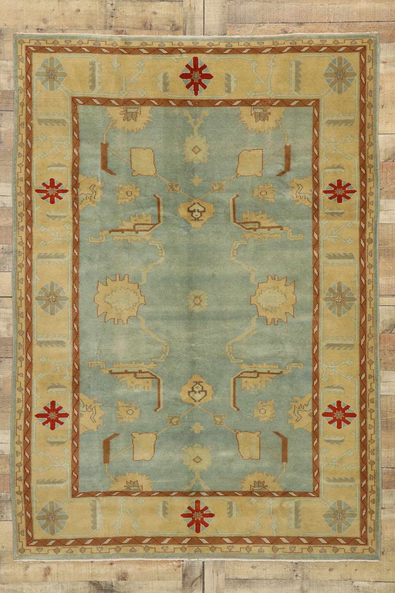 6 x 8 Vintage Turkish Oushak Rug 53080