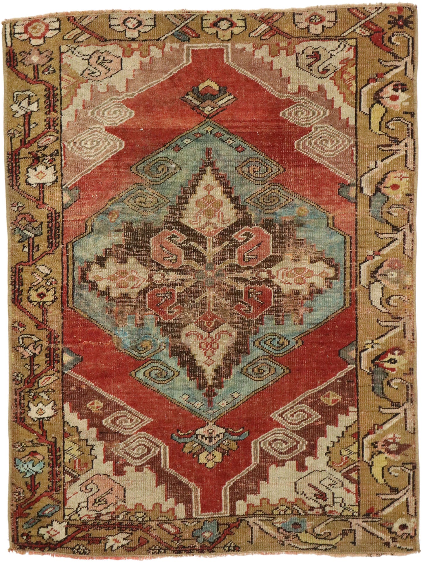 3 x 4 Vintage Turkish Oushak Rug 53082