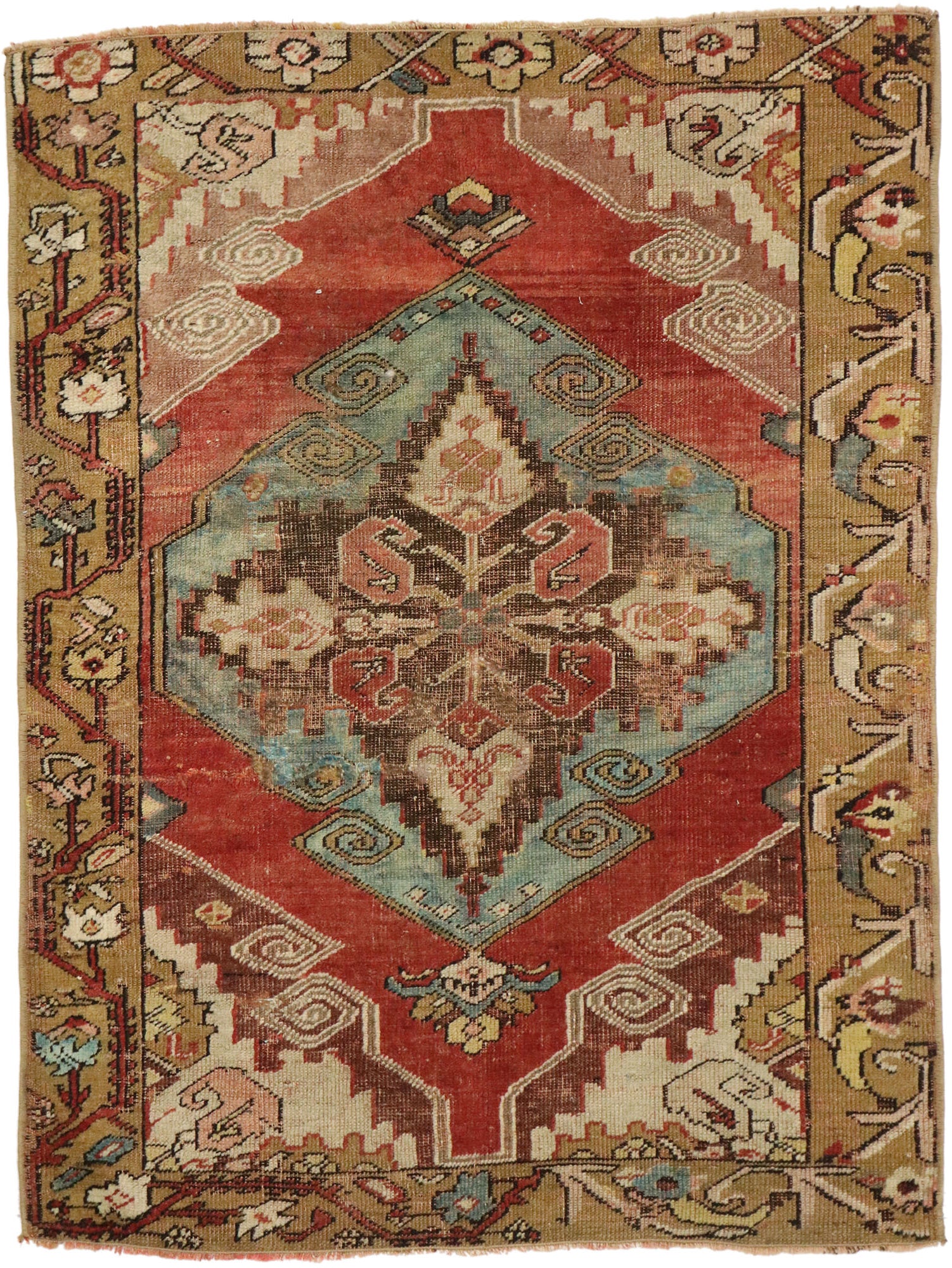 3 x 4 Vintage Turkish Oushak Rug 53082