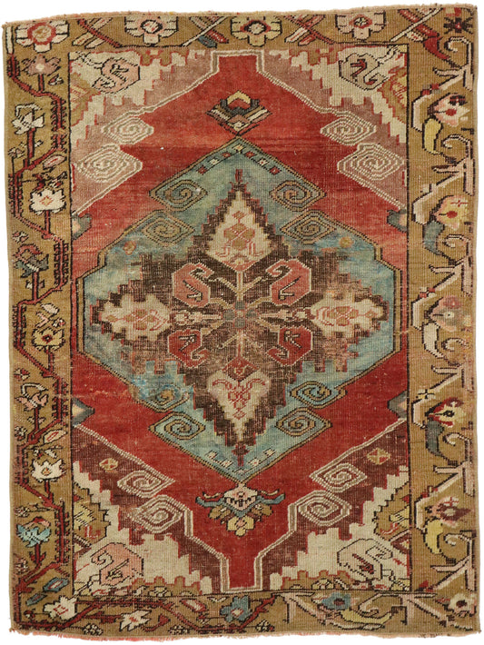 3 x 4 Vintage Turkish Oushak Rug 53082