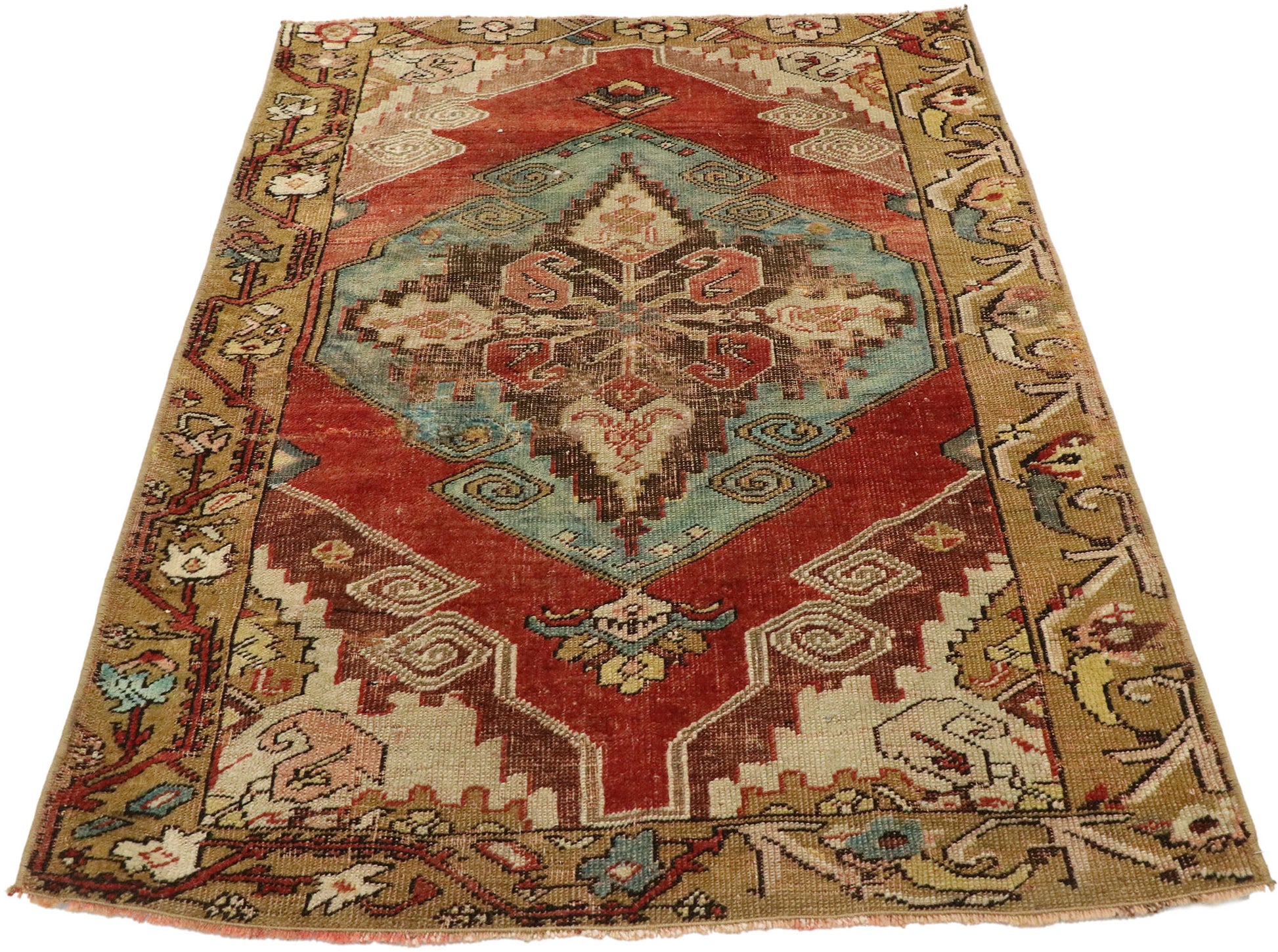 3 x 4 Vintage Turkish Oushak Rug 53082