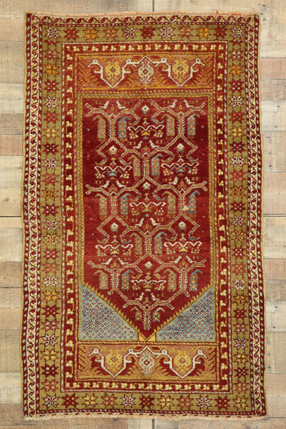3 x 5 Vintage Turkish Oushak Prayer Rug 53083