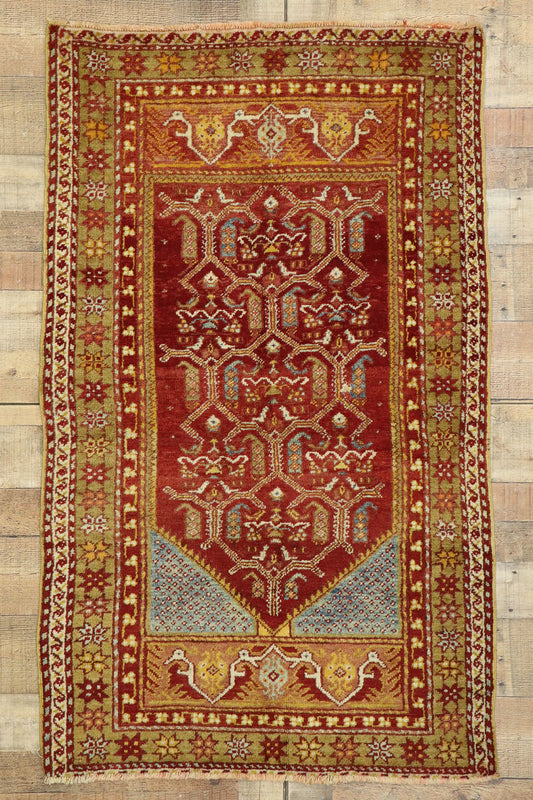 3 x 5 Vintage Turkish Oushak Prayer Rug 53083