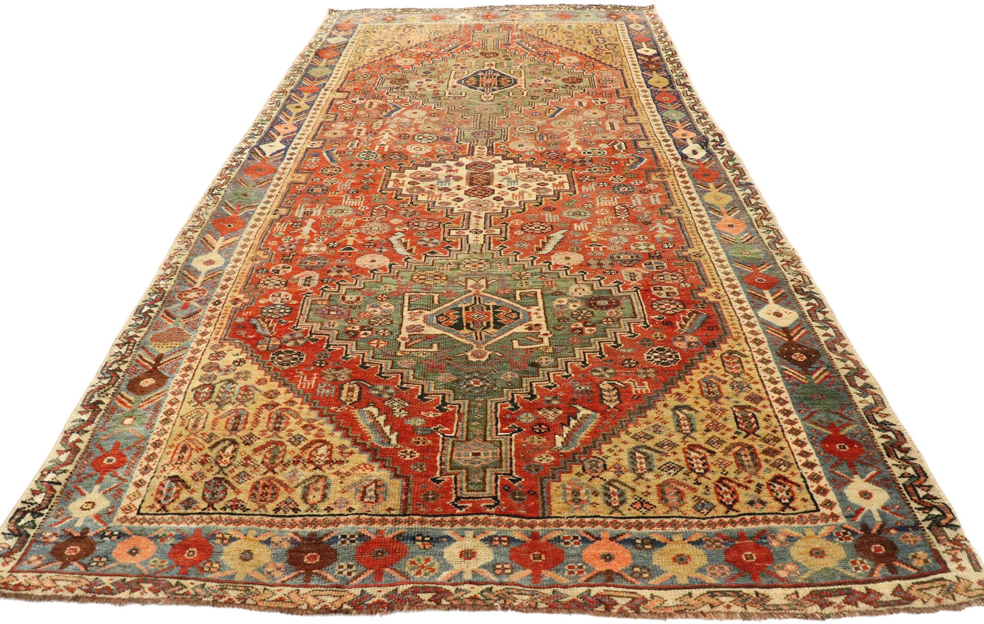 4 x 7 Vintage Persian Shiraz Rug 53087