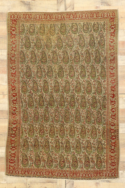 4 x 6 Vintage Persian Boteh Senneh Rug 53088