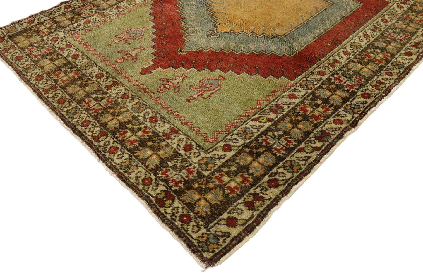 4 x 5 Vintage Turkish Oushak Prayer Rug 53092