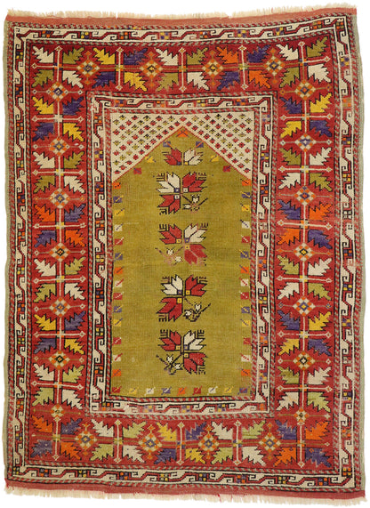 4 x 5 Vintage Turkish Oushak Prayer Rug 53103