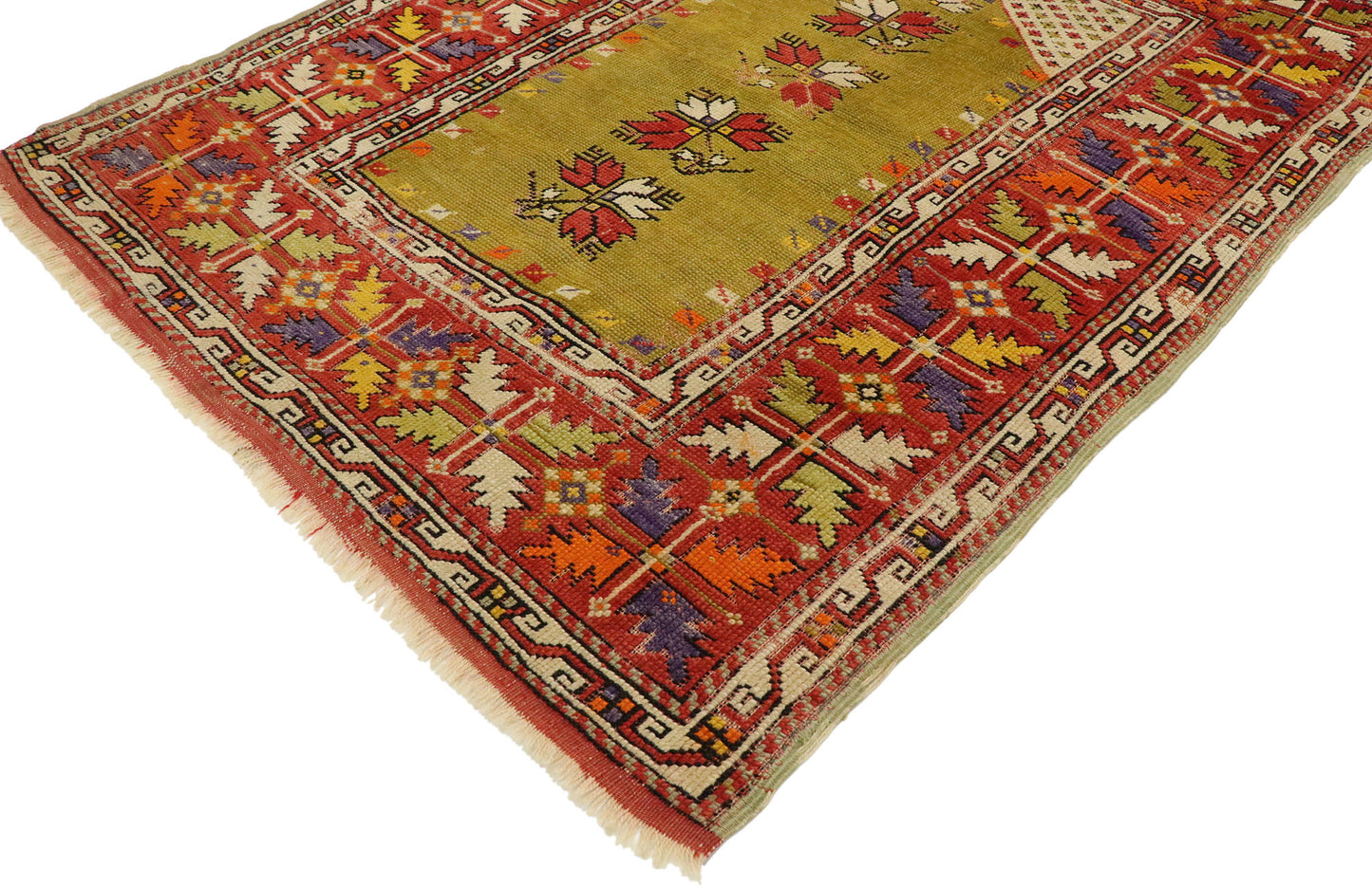 4 x 5 Vintage Turkish Oushak Prayer Rug 53103