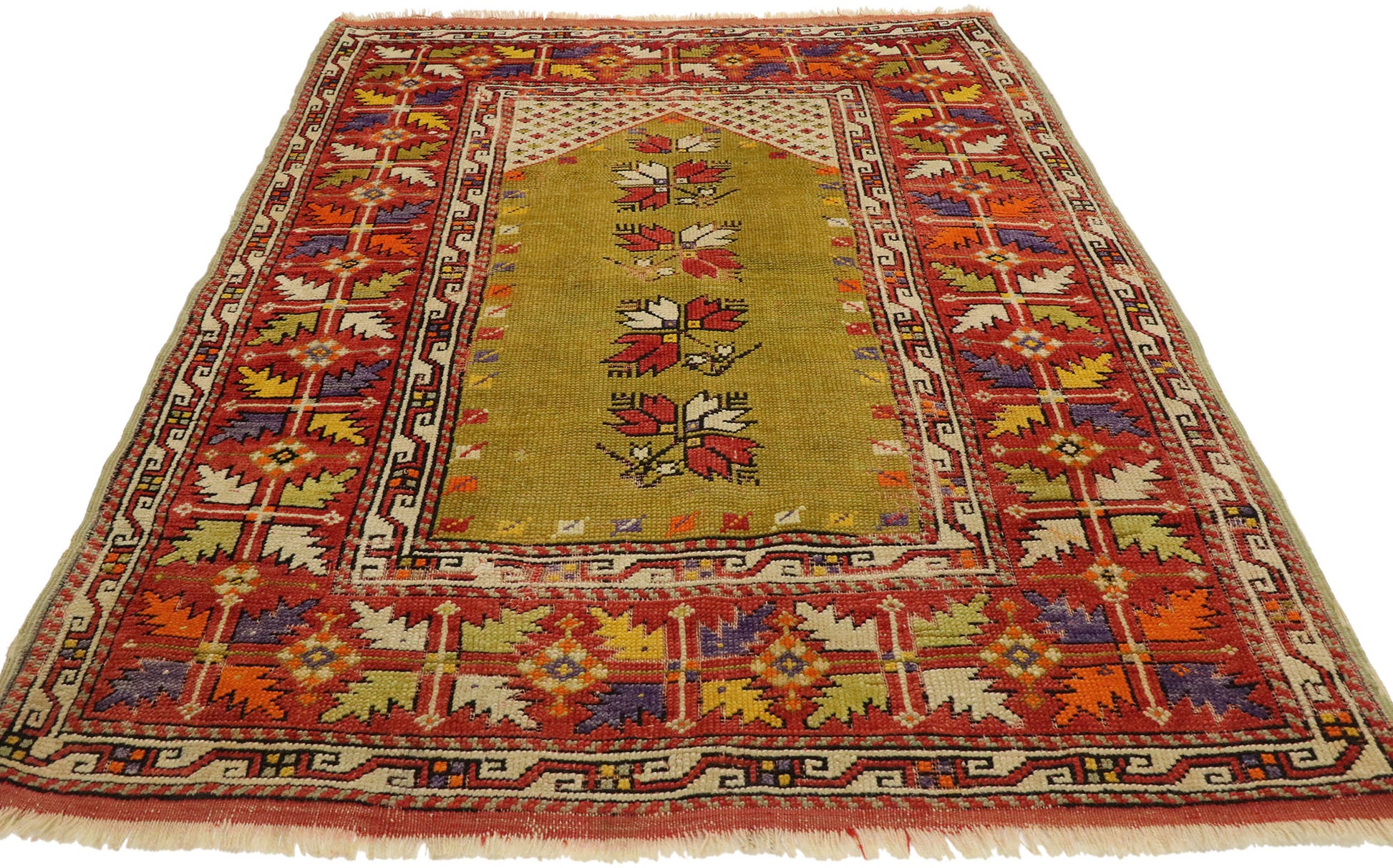 4 x 5 Vintage Turkish Oushak Prayer Rug 53103