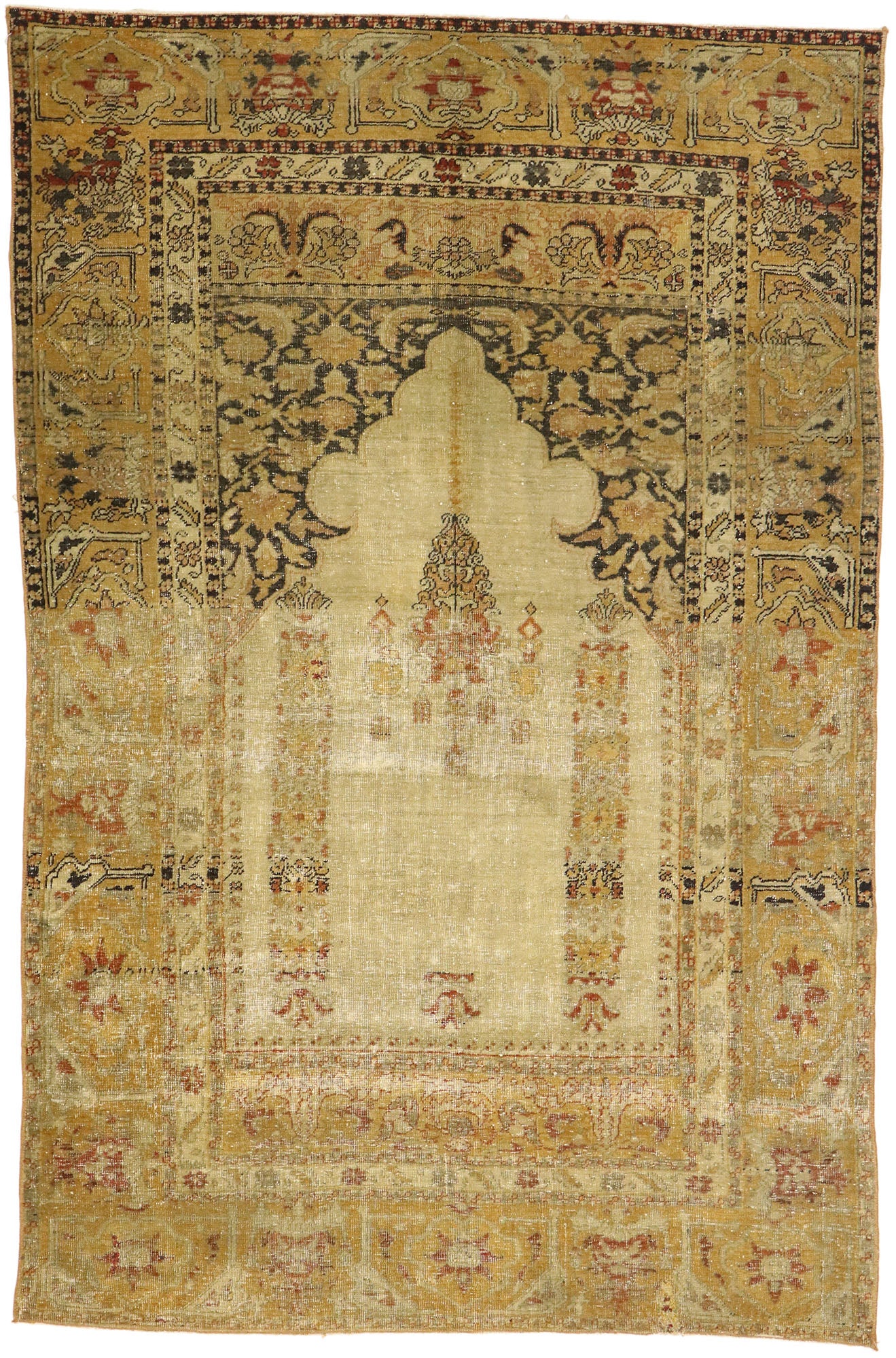 4 x 6 Vintage Turkish Oushak Prayer Rug 53104