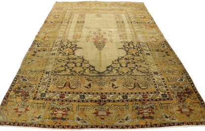 4 x 6 Vintage Turkish Oushak Prayer Rug 53104