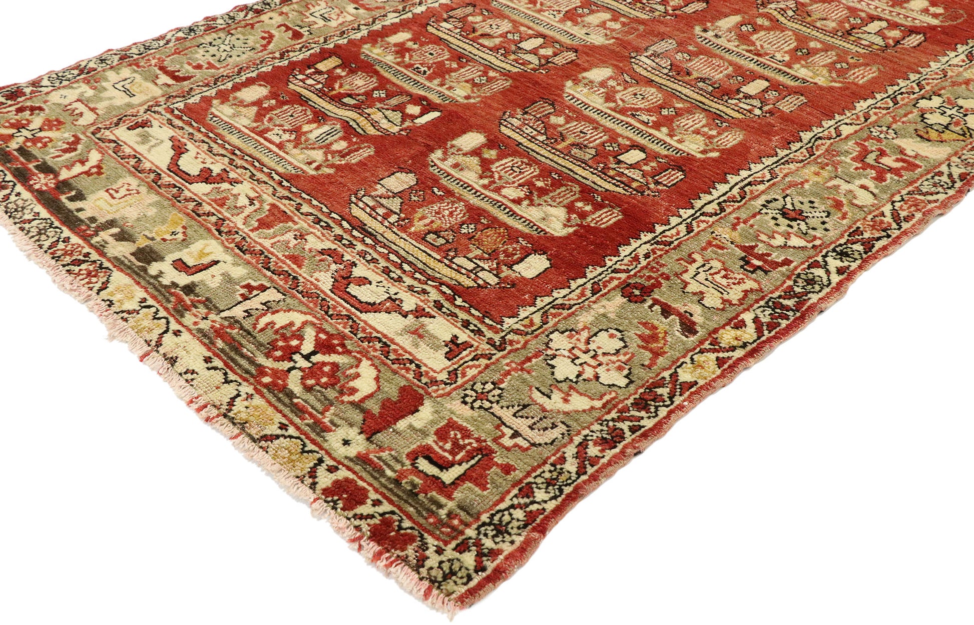 4 x 7 Vintage Anatolian Kirsehir Village Prayer Rug 53110