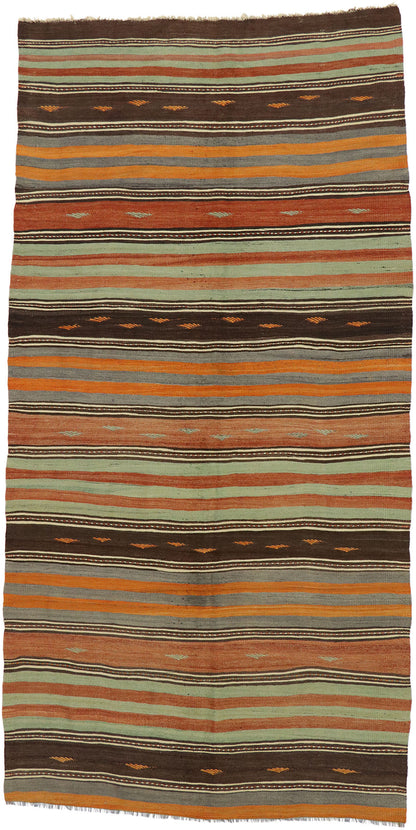 5 x 10 Vintage Turkish Kilim Runner 53134