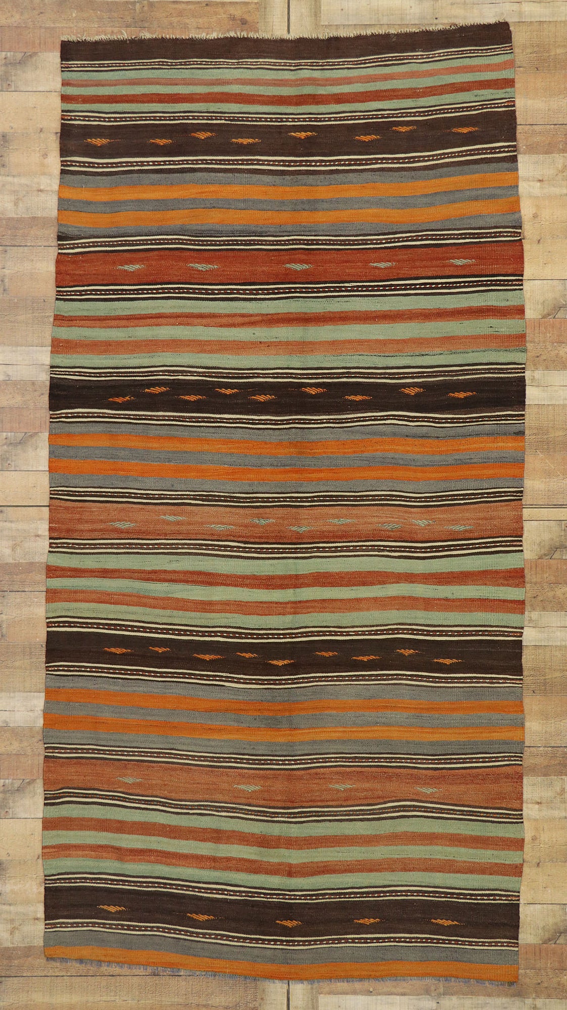 5 x 10 Vintage Turkish Kilim Runner 53134