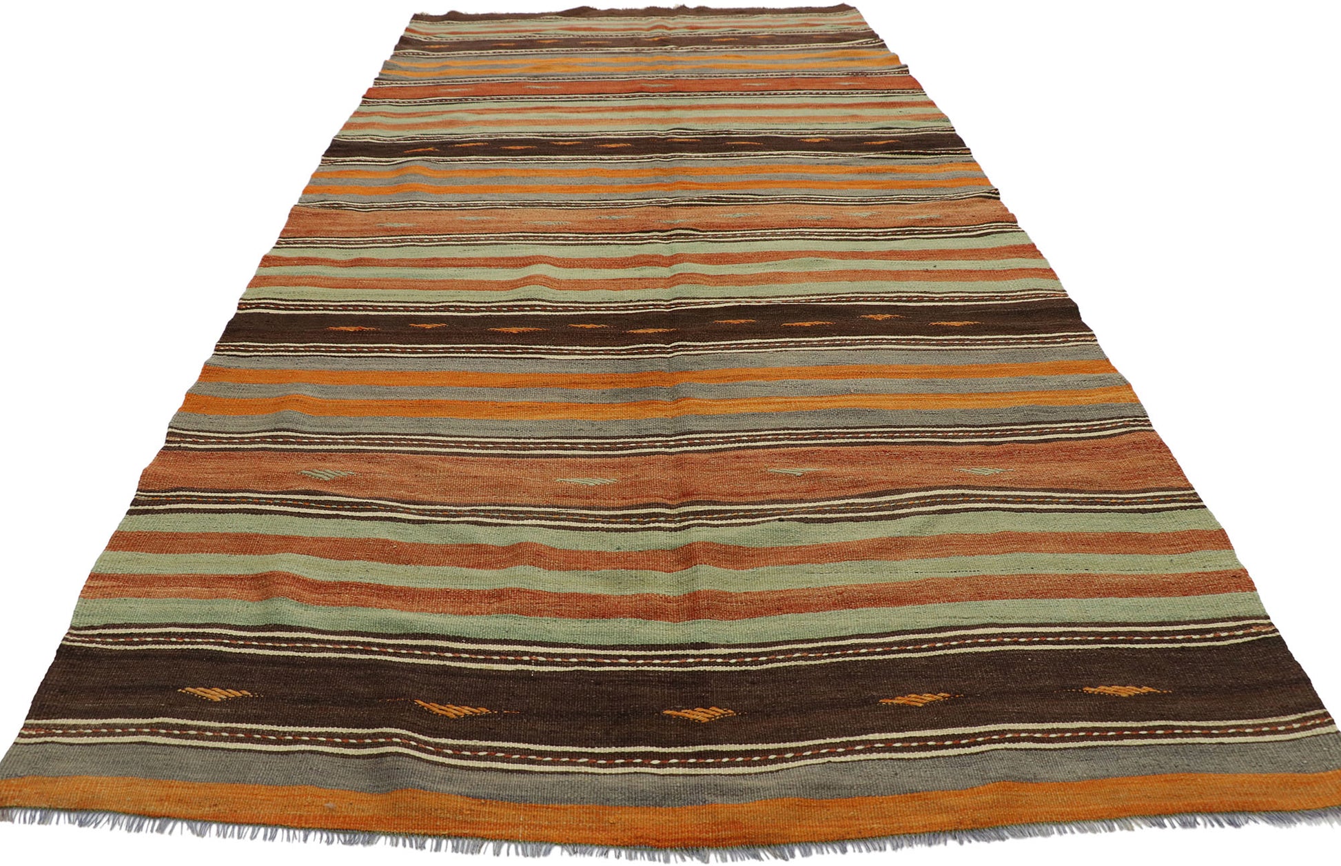 5 x 10 Vintage Turkish Kilim Runner 53134