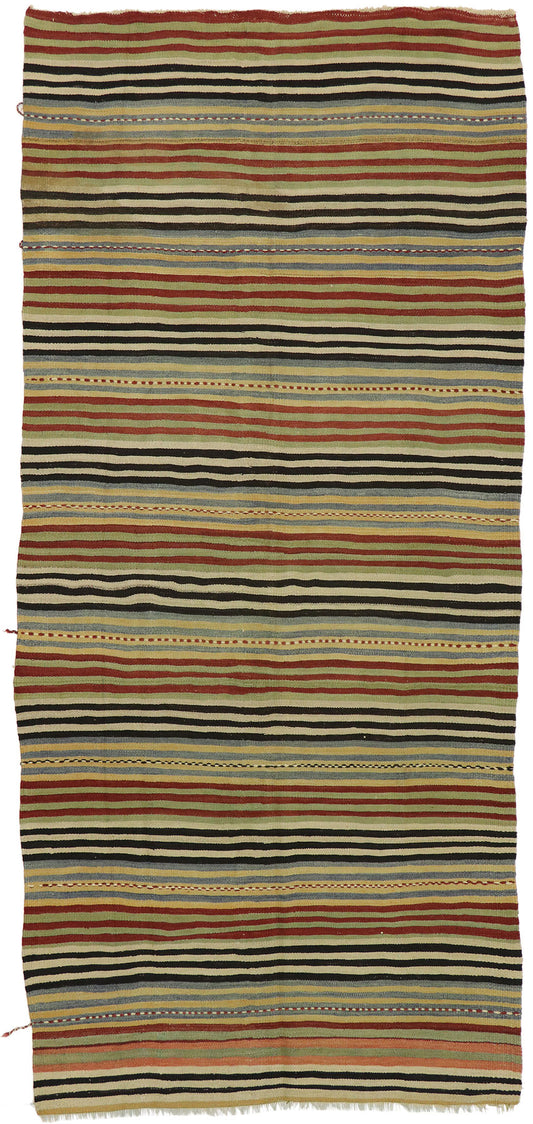 5 x 10 Vintage Turkish Kilim Runner 53137