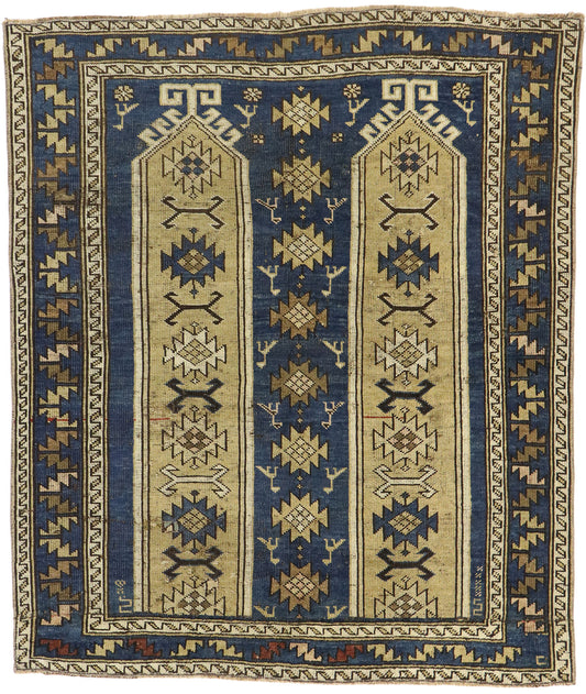 4 x 5 Vintage Turkish Shirvan Prayer Rug 53146