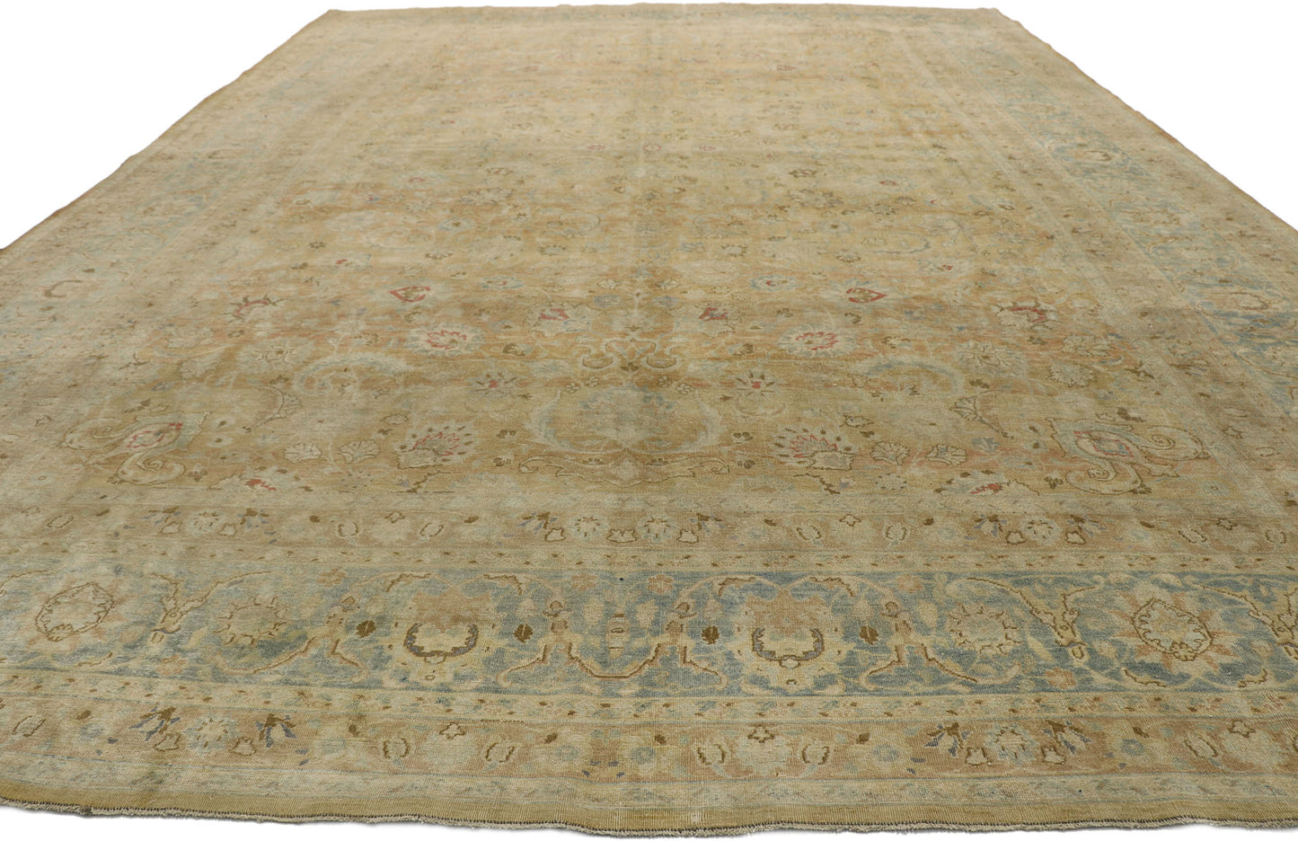 11 x 16 Distressed Antique Persian Mashhad Rug 53170