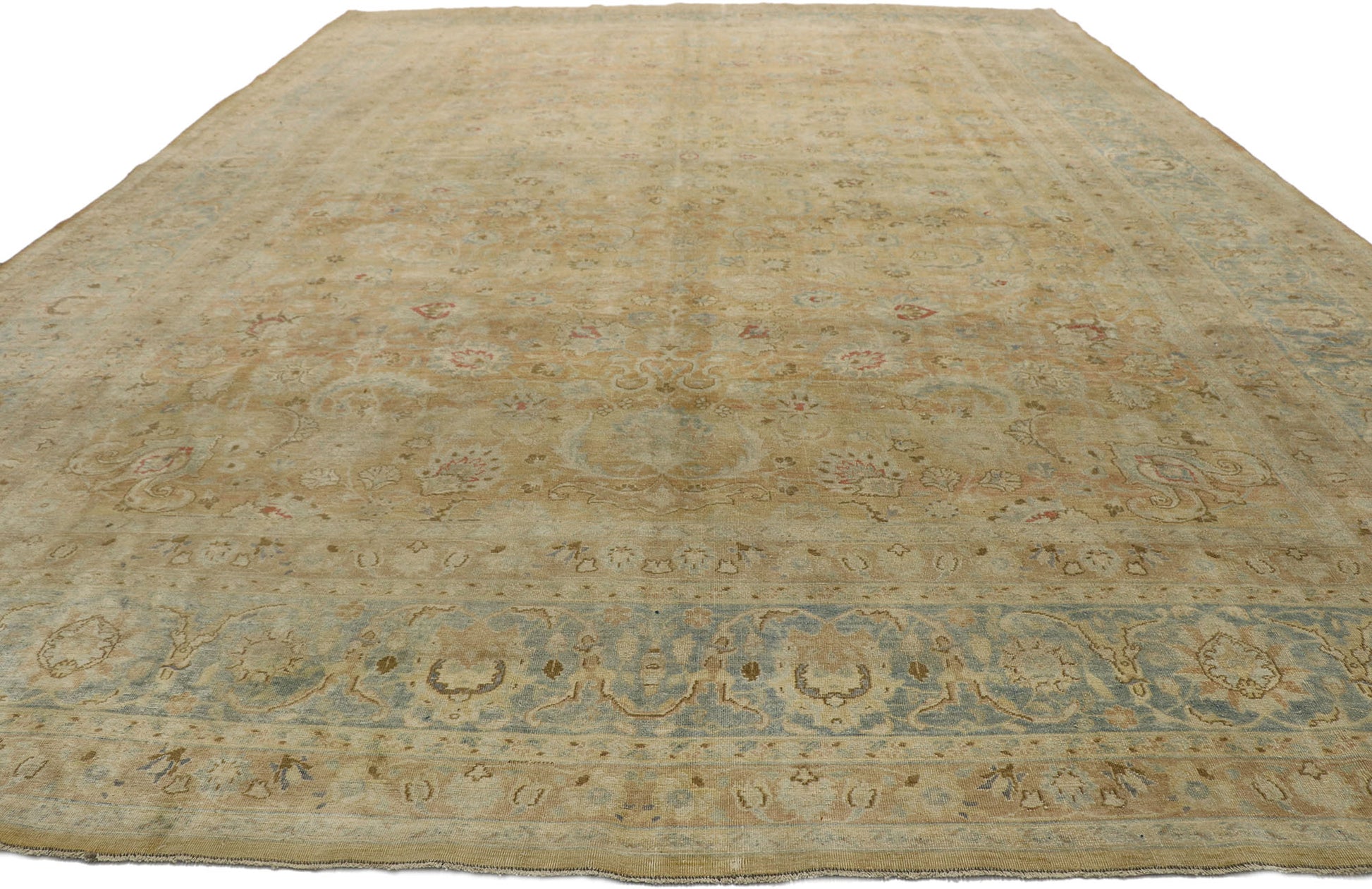 11 x 16 Distressed Antique Persian Mashhad Rug 53170
