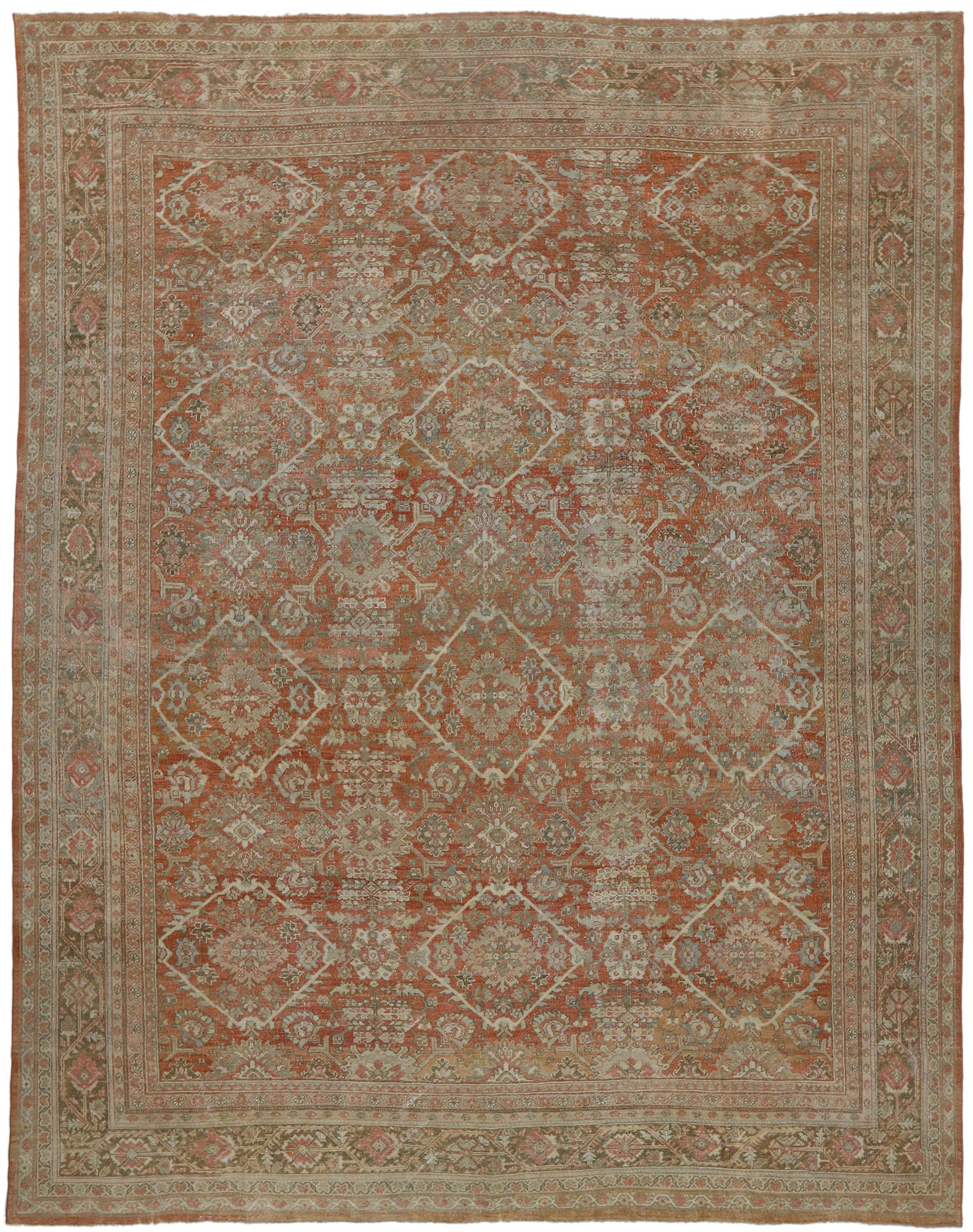 12 x 16 Distressed Antique Persian Mahal Rug 53171