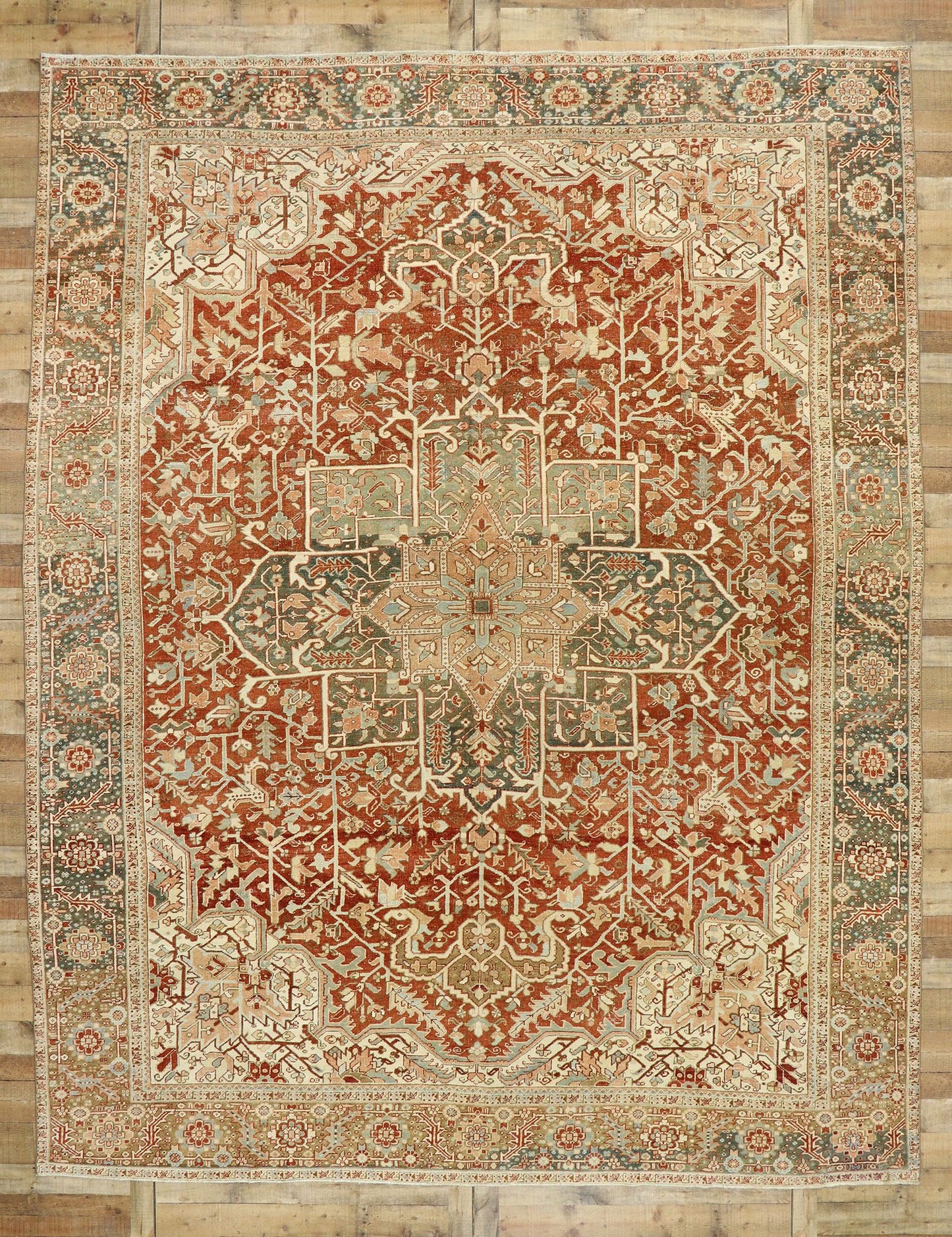 11 x 14 Antique Persian Heriz Rug 53172