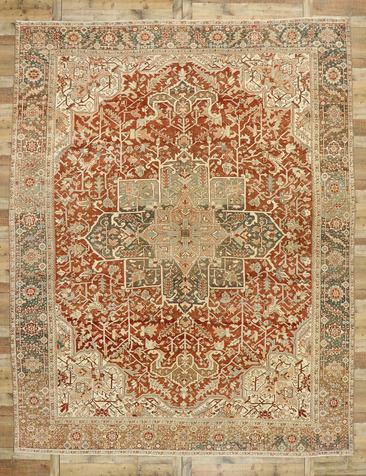 11 x 14 Antique Persian Heriz Rug 53172
