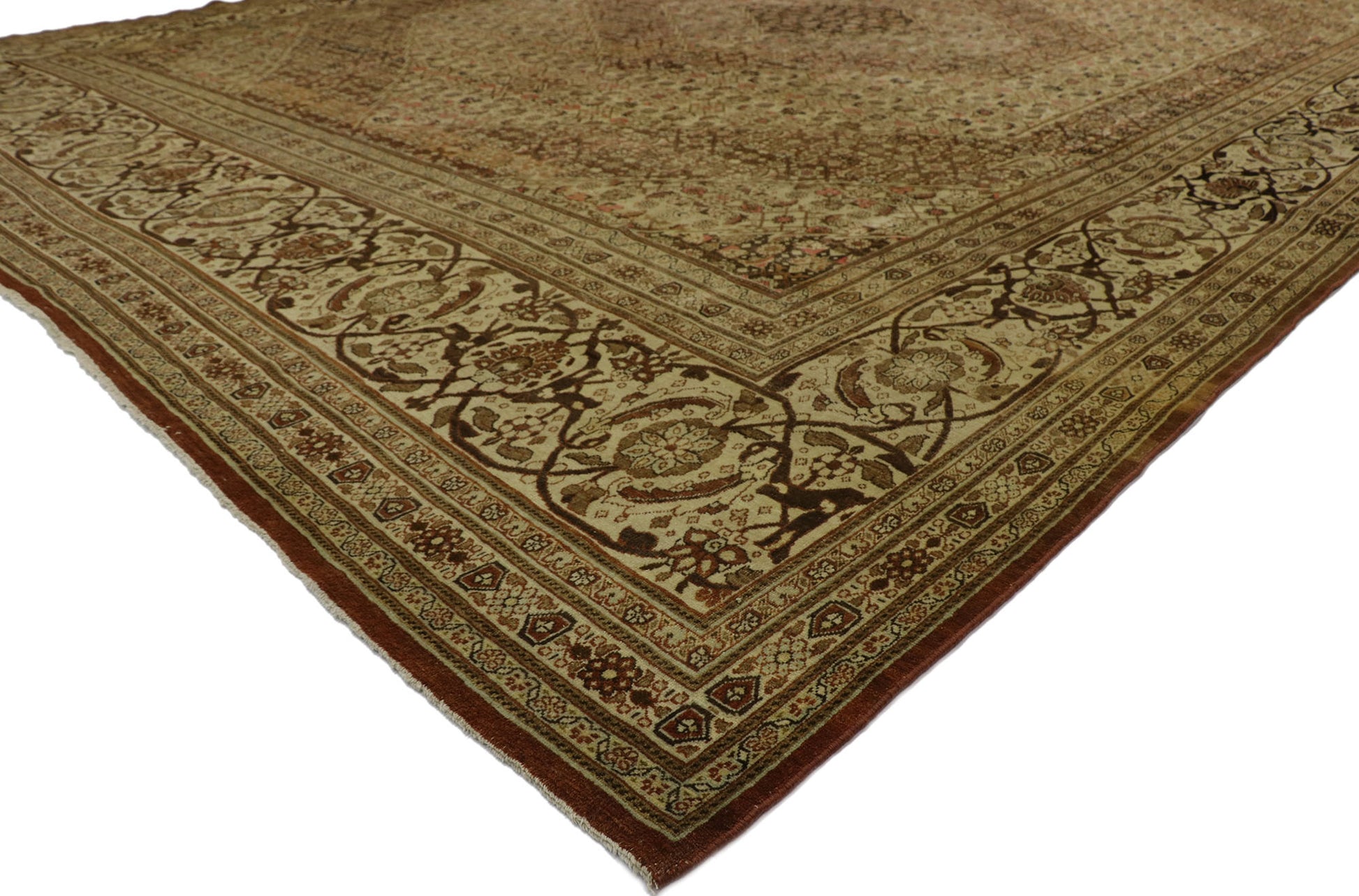 13 x 18 Antique Persian Tabriz Rug 53173