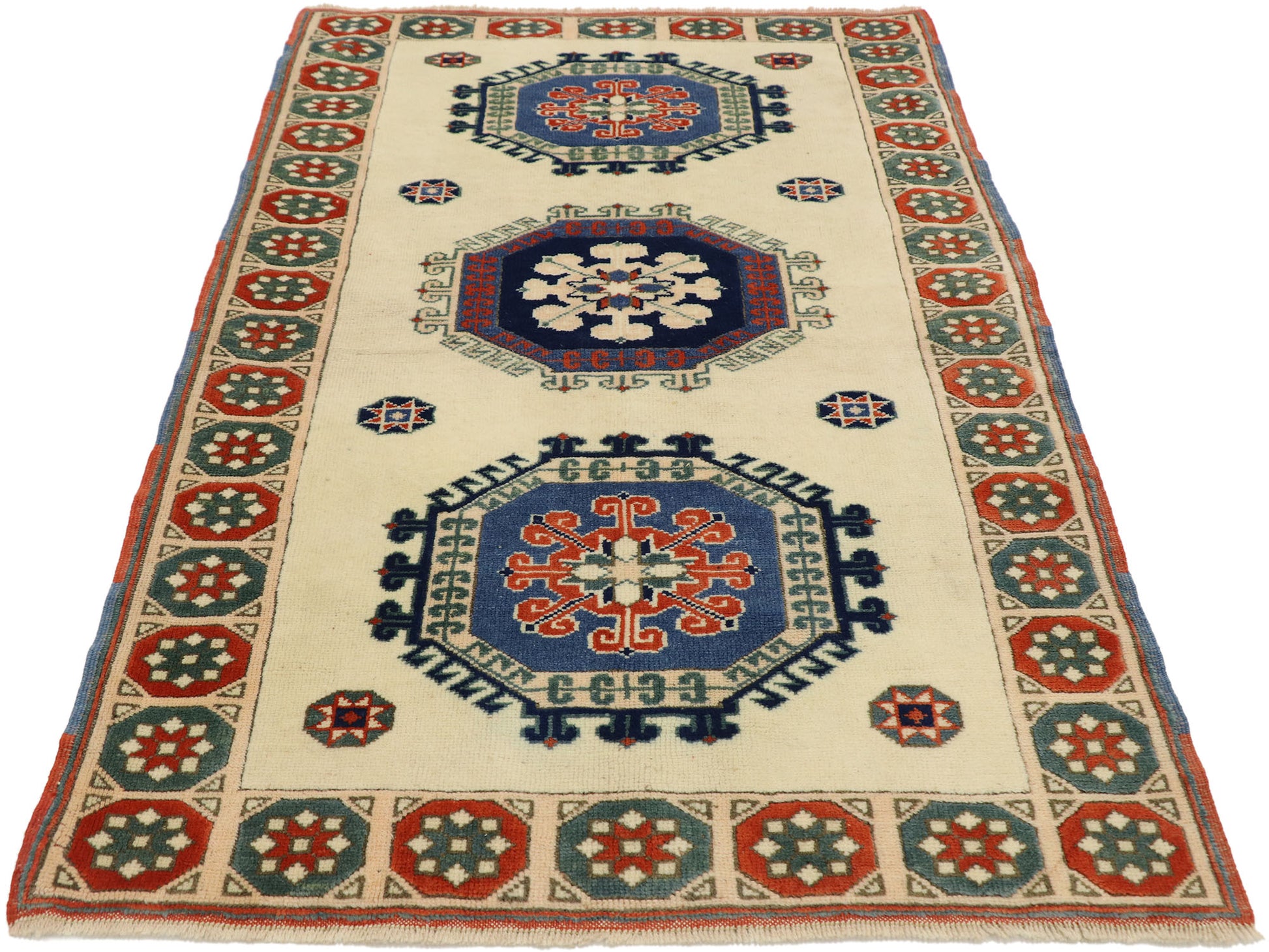 3 x 5 Vintage Turkish Oushak Rug 53185