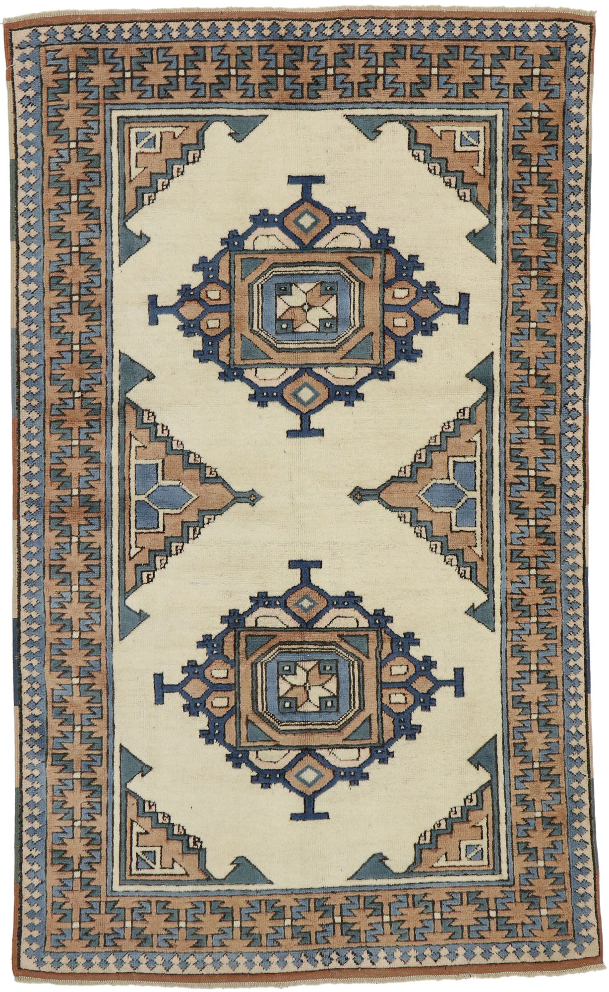 4 x 6 Vintage Turkish Oushak Rug 53186