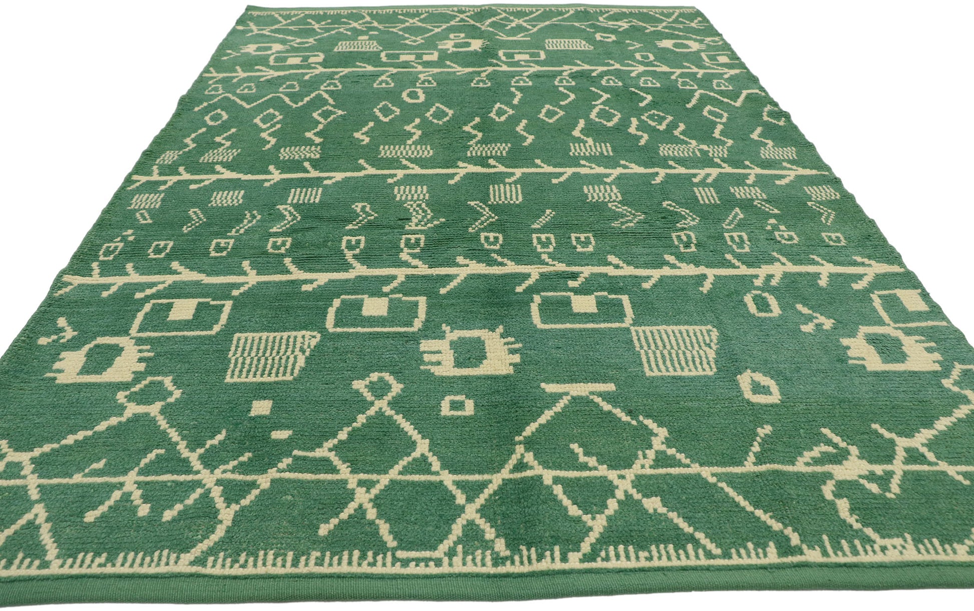 6 x 8 Contemporary Green Moroccan Rug 53193