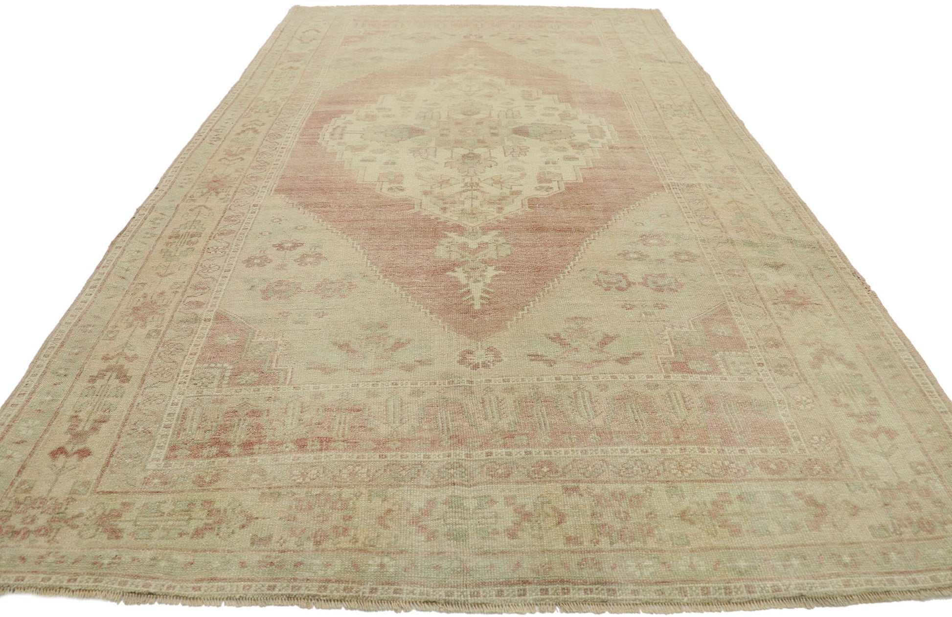 6 x 10 Vintage Turkish Oushak Rug 53213