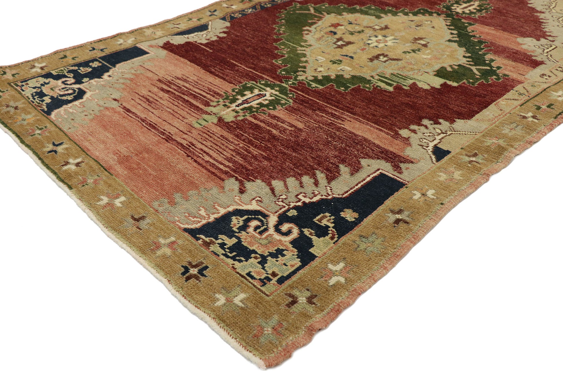 4 x 6 Vintage Turkish Oushak Rug 53216