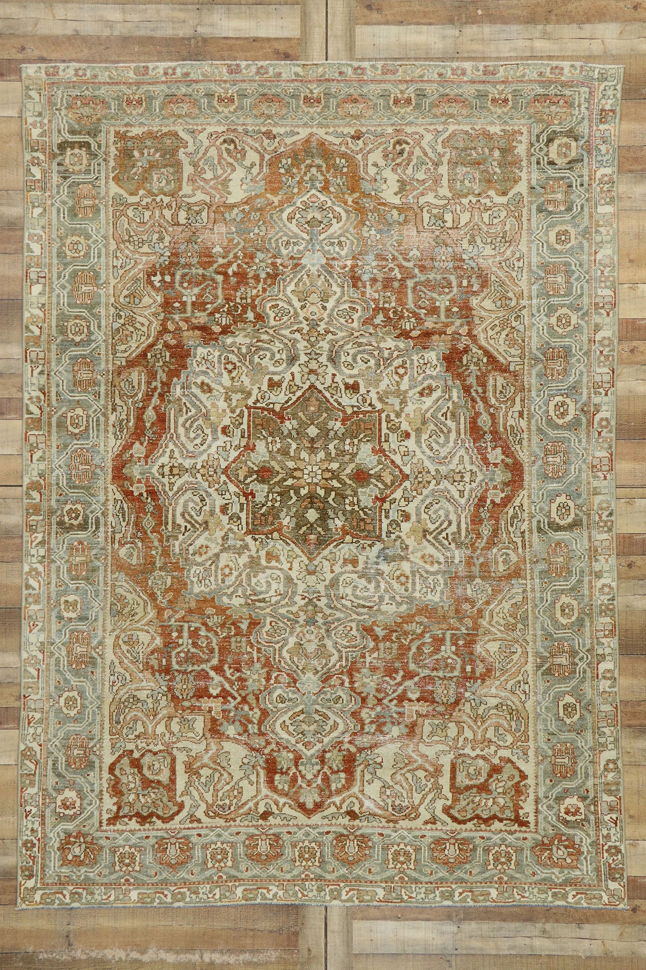 7 x 10 Antique Persian Bakhtiari Rug 53218