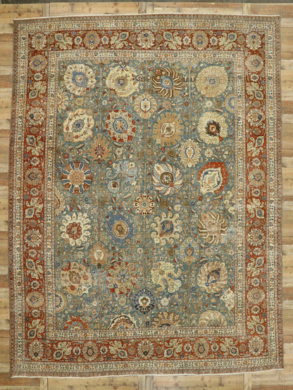 11 x 15 Antique Persian Tabriz Rug 53221