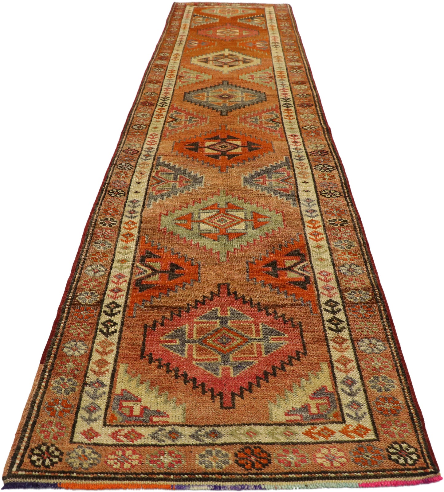 3 x 12 Vintage Turkish Oushak Runner 53226