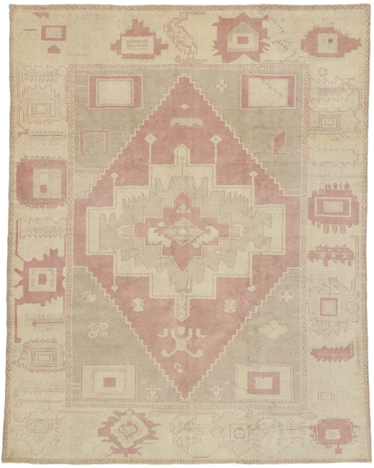 7 x 9 Vintage Turkish Oushak Rug 53229