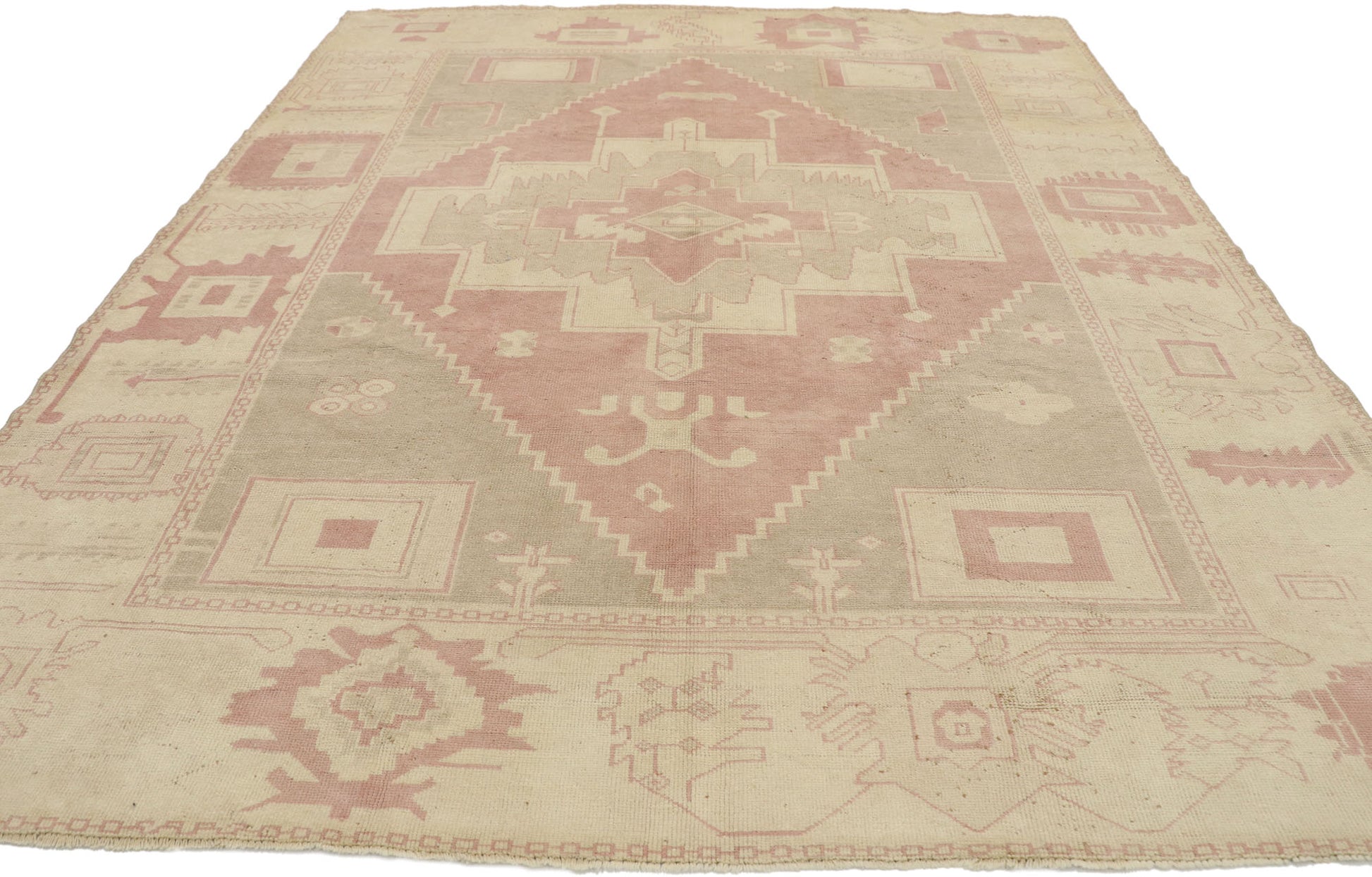 7 x 9 Vintage Turkish Oushak Rug 53229