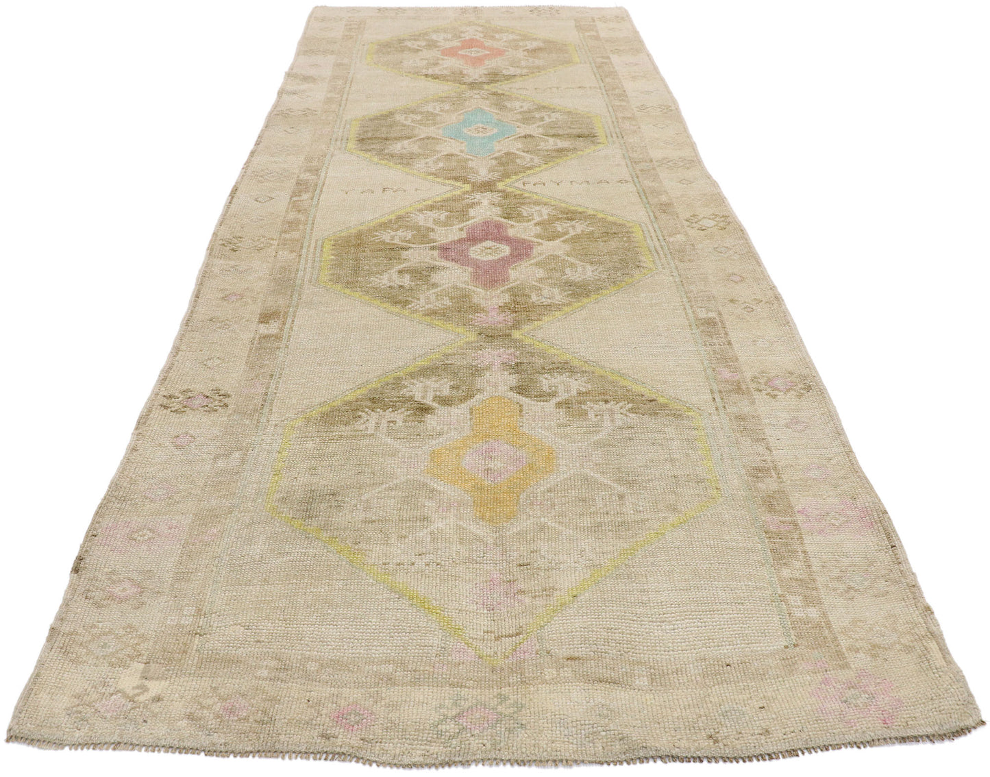 4 x 10 Vintage Turkish Oushak Runner 53241