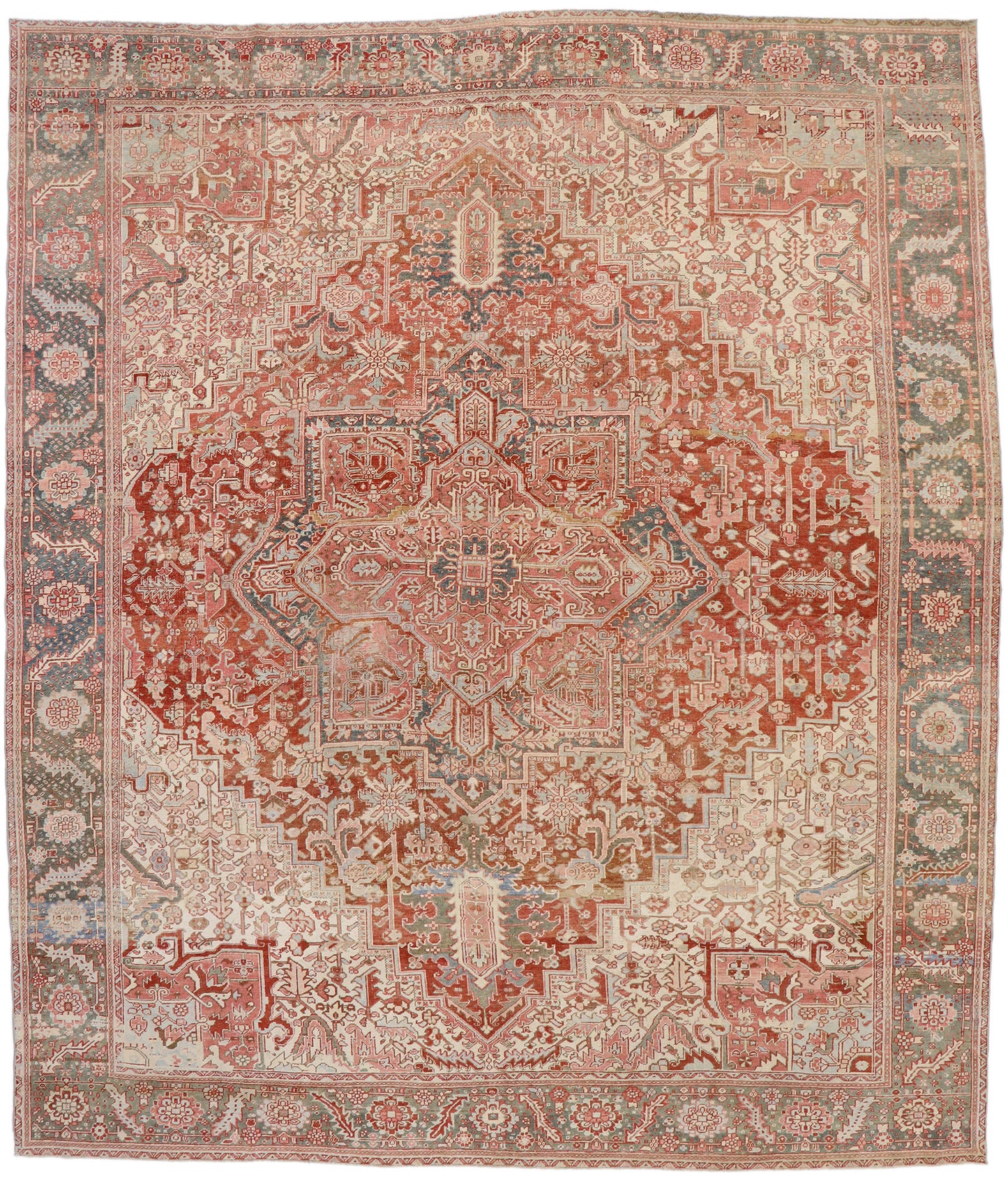 12 x 14 Antique Persian Heriz Rug 53245