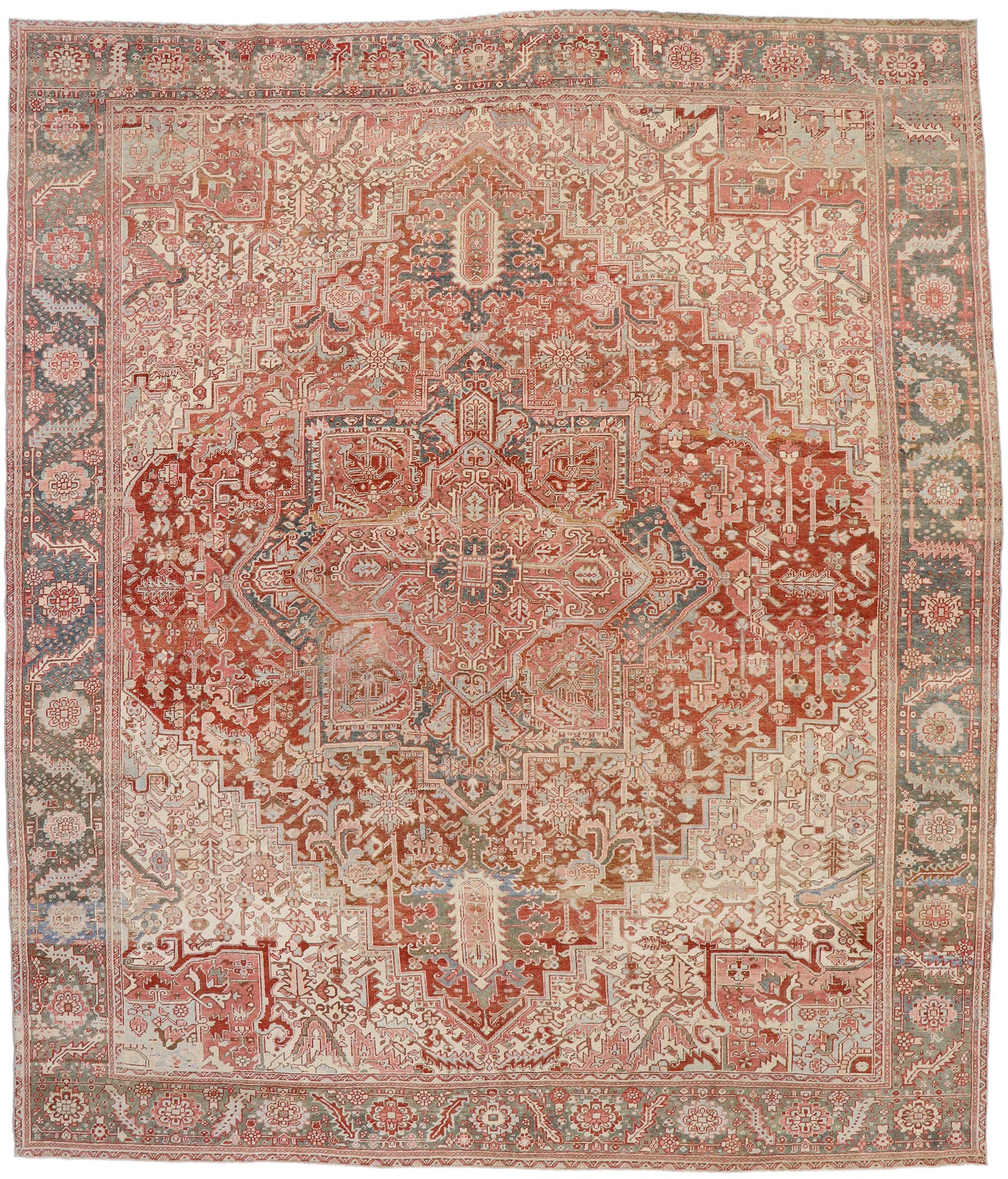 12 x 14 Antique Persian Heriz Rug 53245